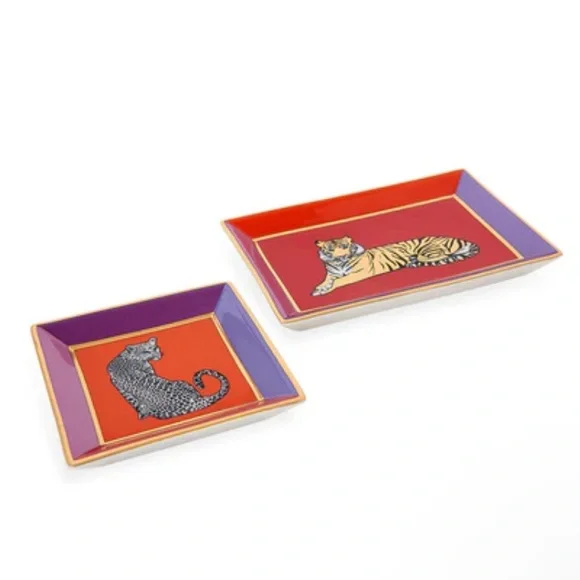Jonathan Adler Safari Trinket Square Tray CHEETAH LEOPARD w/original box - Picture 2 of 5